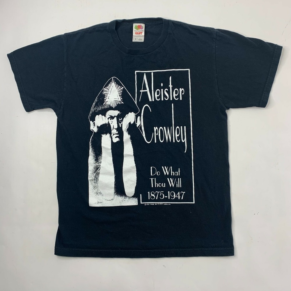 VTG Aleister Crowley Sz Medium Occult‎ T Shirt 1995 Do What Thou Will Tee Ozzy